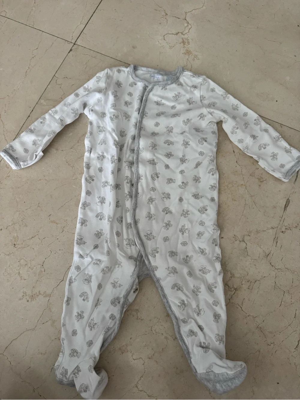 Ralph Lauren White and Gray Baby Footed Pajamas